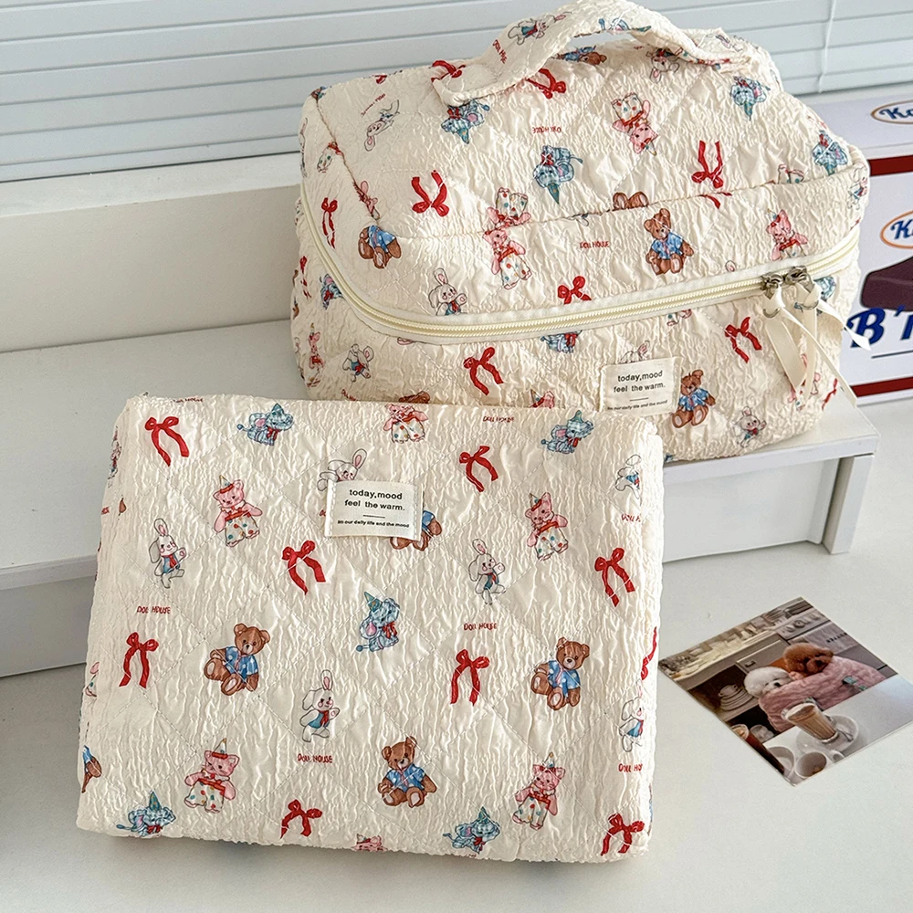 Kawaii Cartoon Tiere Frauen Stepptasche Große Kapazität Kosmetik Kulturbeutel Organizer Tasche 3er Typ Damen Reißverschluss Make-up Tasche – Detail 3