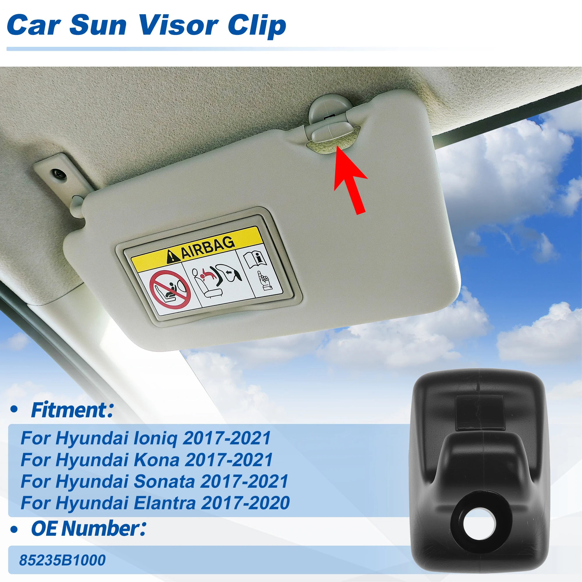 UXCELL Sonnenblenden-Clip Sonnenblenden-Innenclip Nr. 85235B1000 für Hyundai Ioniq 2017-2021 Autozubehör für Hyundai Kona 2017-2021 – Detail 1