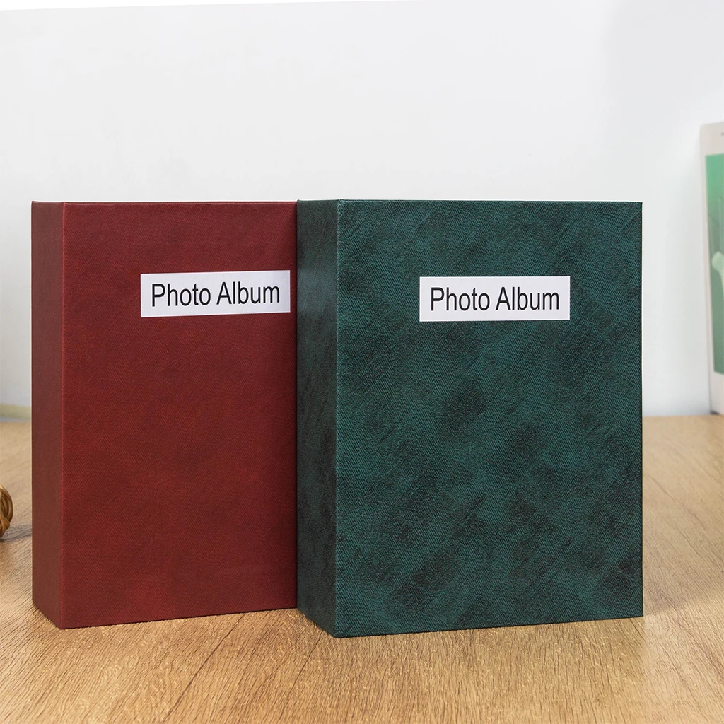 Mini Photo Album for 4x6 Photos, Textured Leather Cover, Slip-in Pocket Album Holds 100 Photos. Ideal for Storing Baby & Family