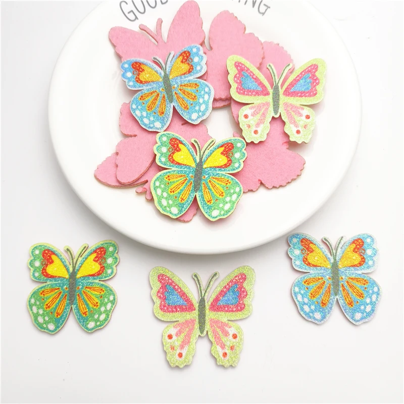 Apliques de mariposa con purpurina para el pelo, accesorios de adorno de decoración hechos a mano, pinzas para el pelo, sombreros y manualidades, 20 unidades