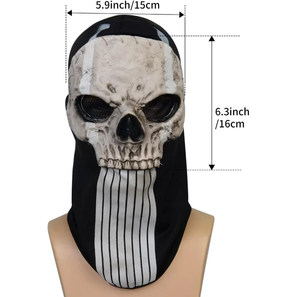 Horror Ghost Skull Mask Call of Duty Latex Headgear Helmet Cosplay Perform Party Prop Full Face Tactical Skull Covering Unisex