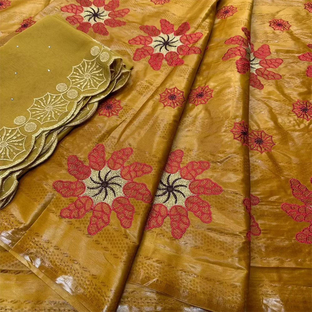 Fashion 5+2 Yards Basin Riche 100% Cotton Lace Fabrics New 1.35 Wide African Bazin Riche Fabric Jacquard Brocade Fabrics Wedding