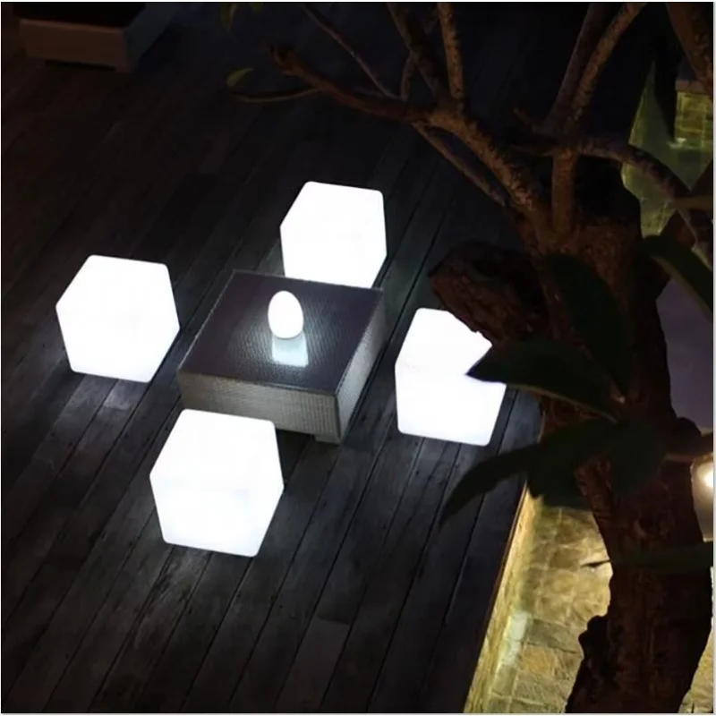 Light Emitting Diode Cube Chair Stool Fashion Luminous Decorative Furniture Lighting Cube Outdoor Size 50 * 50cm