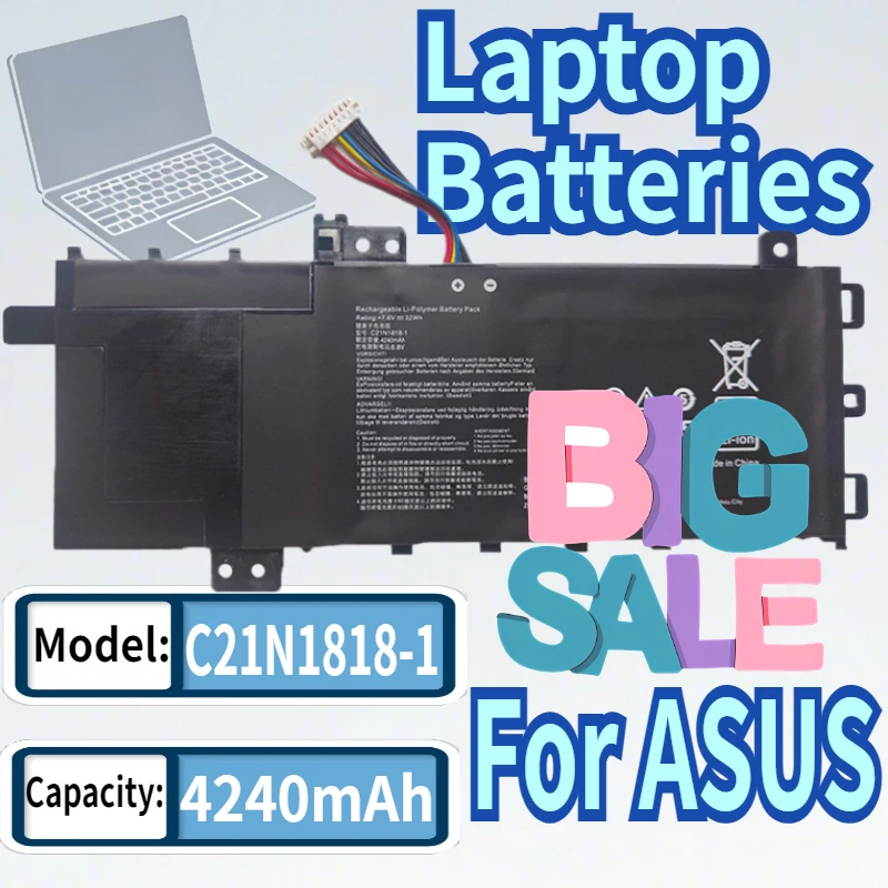 

For ASUS C21N1818 B21N1818 B21N1818-1 B21N1818-2 B21N1818-3 15 X512FA X509FB A509FA A409FL F509FJ X509UA Laptop Battery