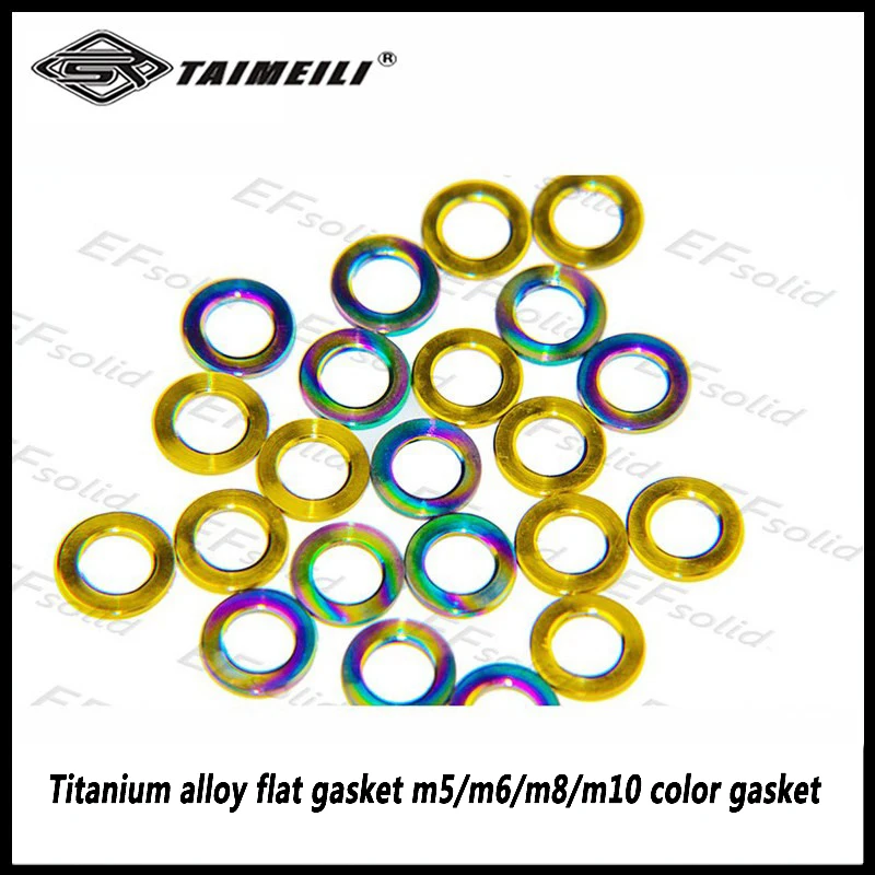 TAIMEILI GR5 Titanium Alloy Flat Washers M5 M6 M8 M10 Color Spacer Gaskets Decorative Motorcycle Bicycle Modification Parts 1PCS