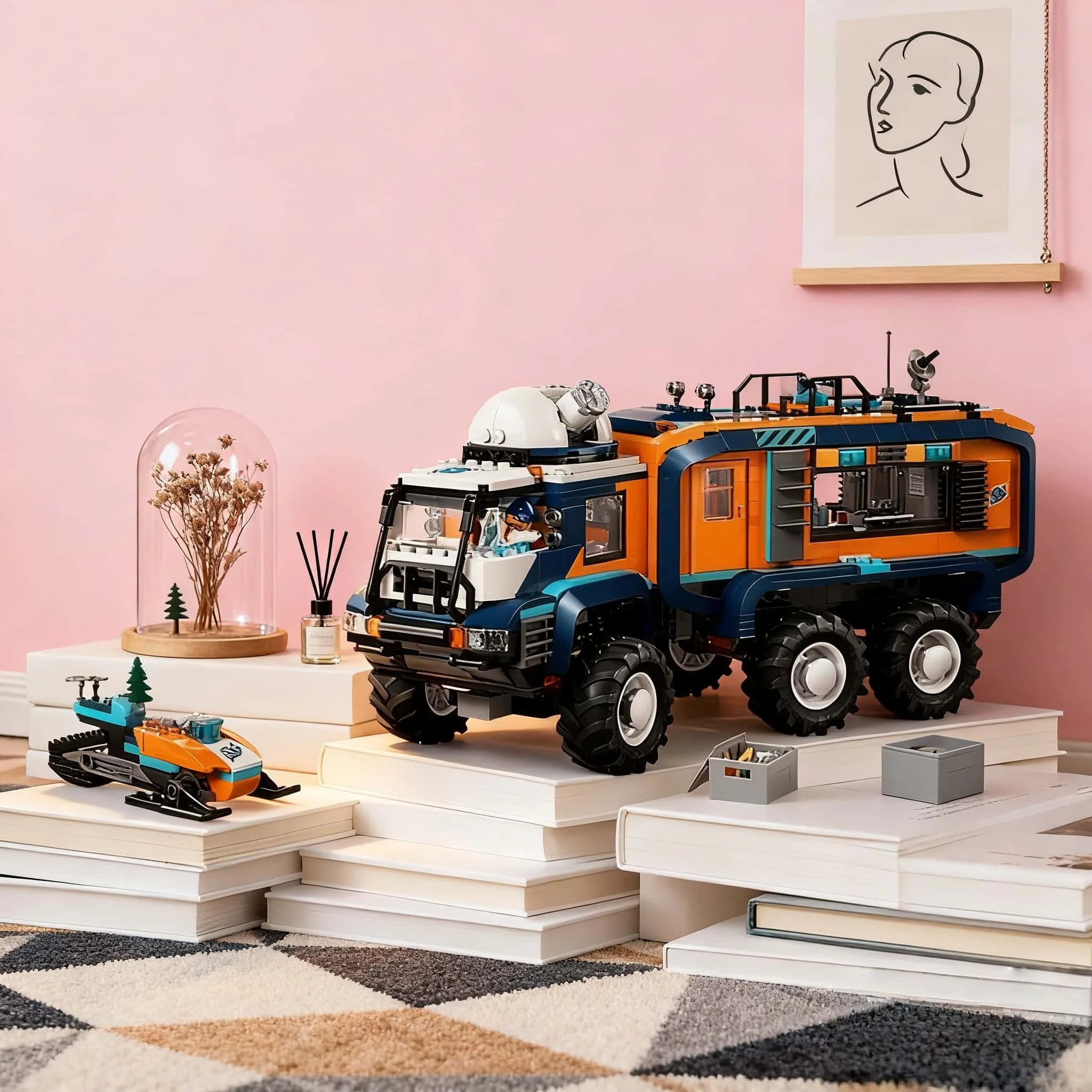 

Синий полярный конструктор Fun Adventure Architecture для домашнего декора, новинка 2026 года, креативный модульный конструктор MOC, модульные строительные блоки для взрослых, праздничный рождественский подарок