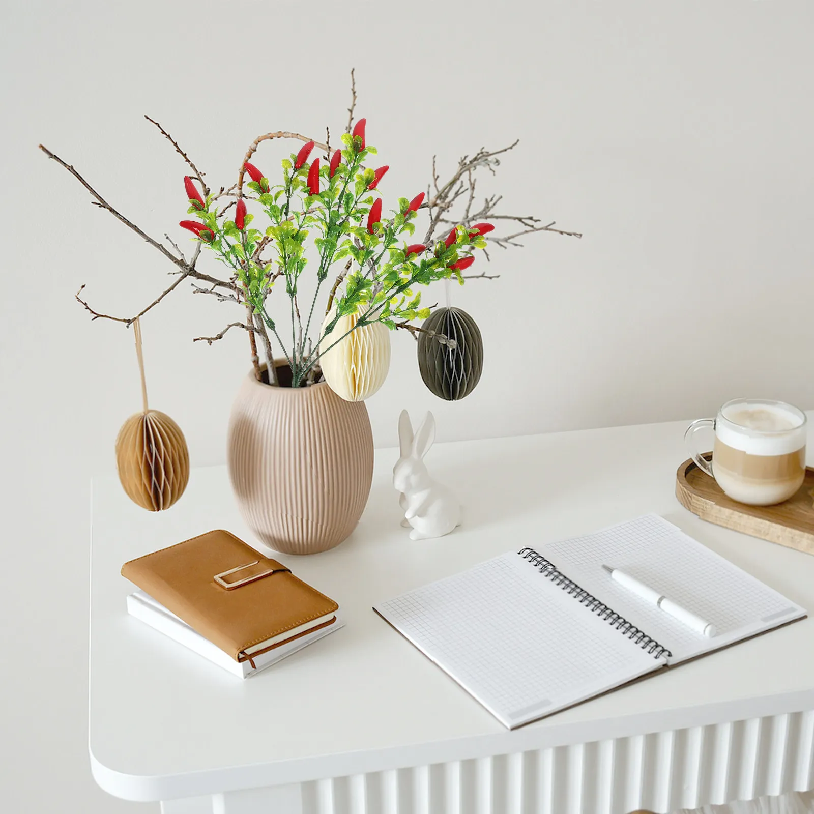 

3Pcs Faux Red Pepper Stems High Realism Artificial Chili Decoration for DIY Bouquet Making Autumn Spring Home Garden Decor