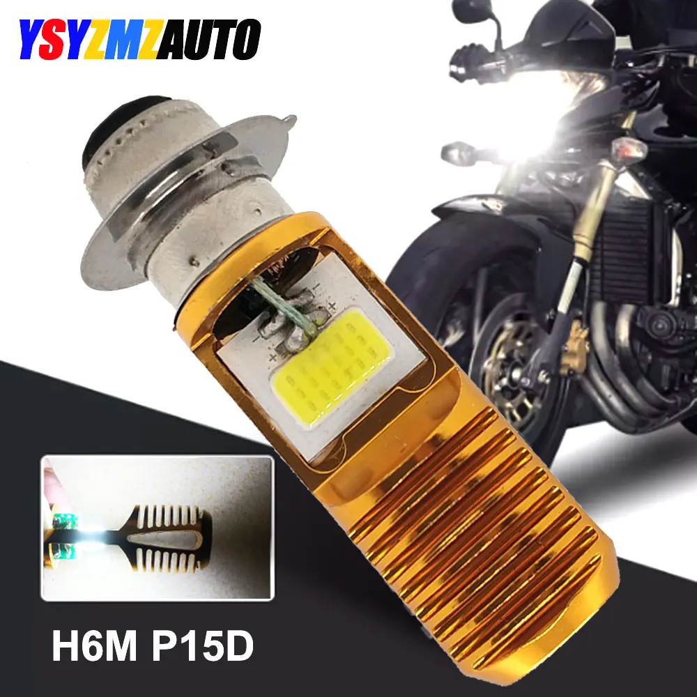 1 pcs P15D LED Motorcycle Headlight COB Chip Universal Super Bright Motorbike Head Lamp Bulb H6M LED Moto DRL Lights Hi Lo Lamp