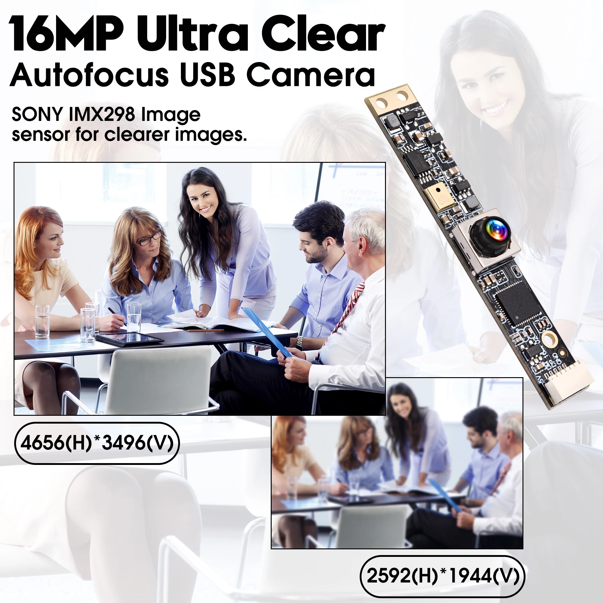 16MP Autofocus Webcam for PC With Microphone 100 Degree Lens Mini UVC USB2.0 Security Computer Camera for Video Streaming