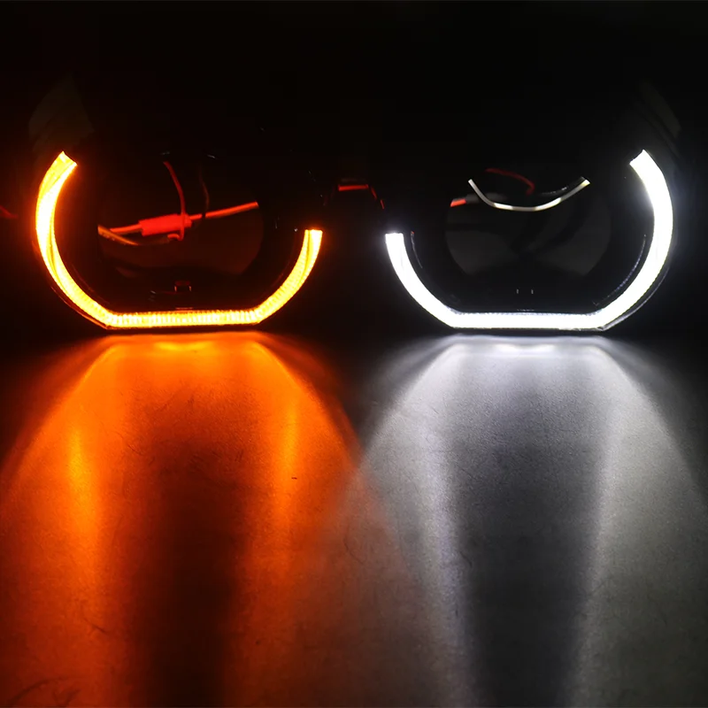 SANVI 2.5 Inch 3 Inch Black Shrouds Cover LED Angel Eyes for Koito Q5 Hella Bixenon Hid Projector Lens Shell Car Headlight