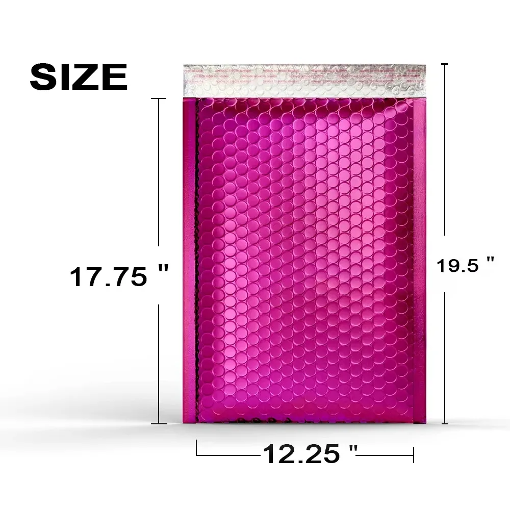 50 Pieces 12.25x19.5 Gloss Pink Waterproof 2mm Polyethylene Bubble Mailing Bags, Thickened Envelopes, Shipping Packaging, Mailing Bags, Wholesale