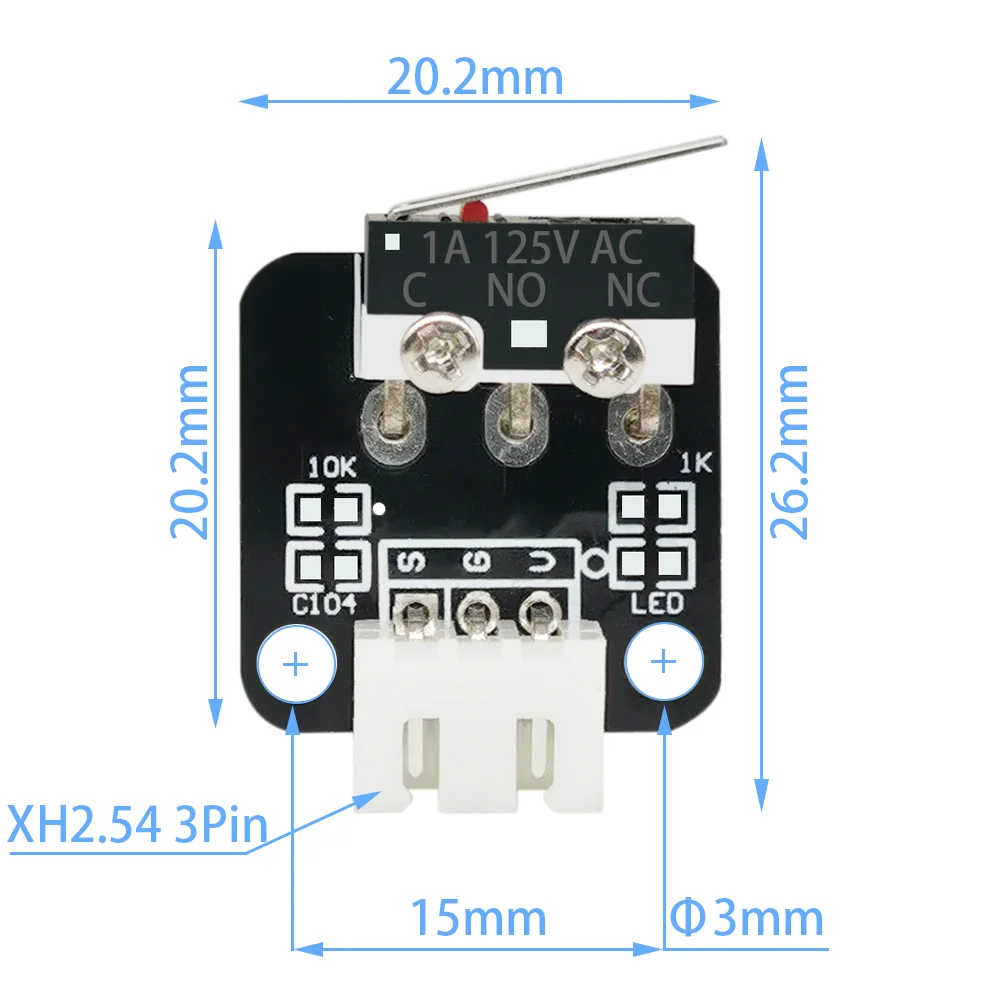 Siboor 5 pces acessórios da impressora 3d x/y/z linha central fim parar interruptor de limite placa 3 pinos n/o n/c controle micro interruptor para CR-10 ender