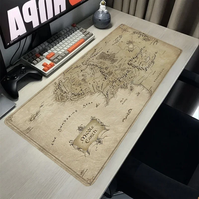 Middle Earth Mouse Pad L-Lords of Rings Computer Desk Mat Gamer Keyboard Mat Stitched Edge Mousepad Cabinet Pc Table Mouse Mats