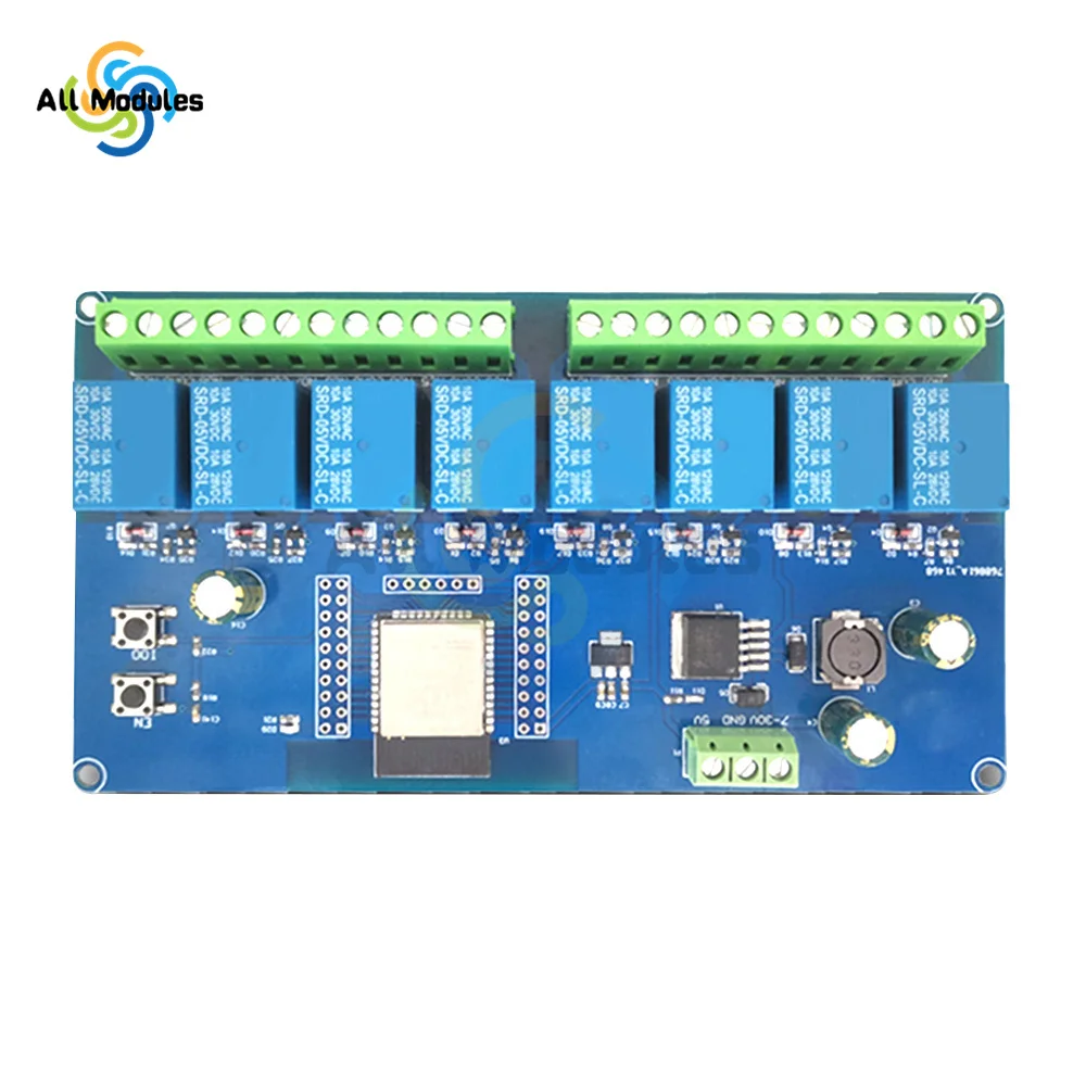 DC5-30V Power Supply ESP32 WIFI Bluetooth BLE 8 Channel Relay ESP32-WROOM Secondary Development Board