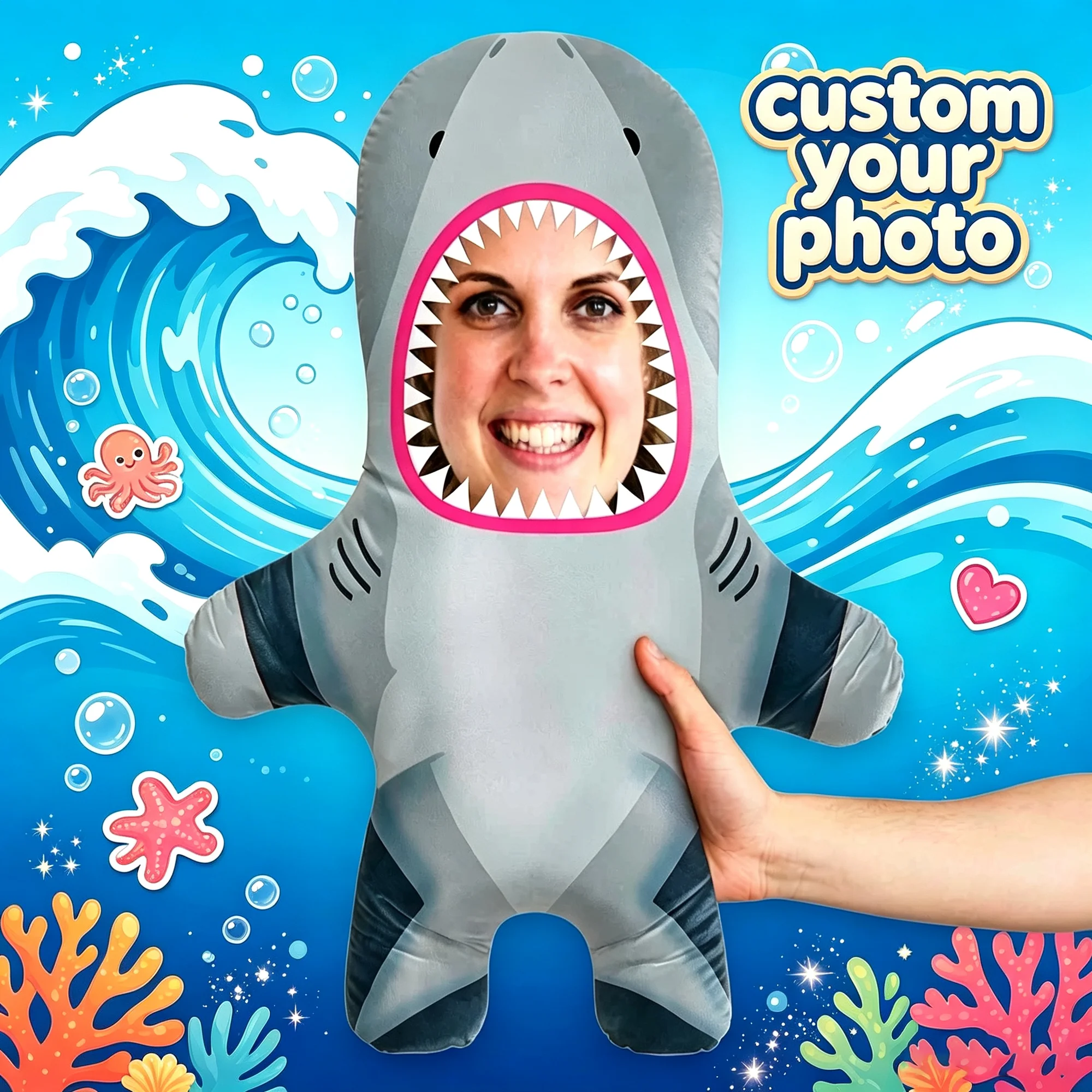 Customized Funny Shark Cushion Pillow  Soft Pillows and Cushions Humorous Cushion for Bedroom Bed Gift for Couples and Friends