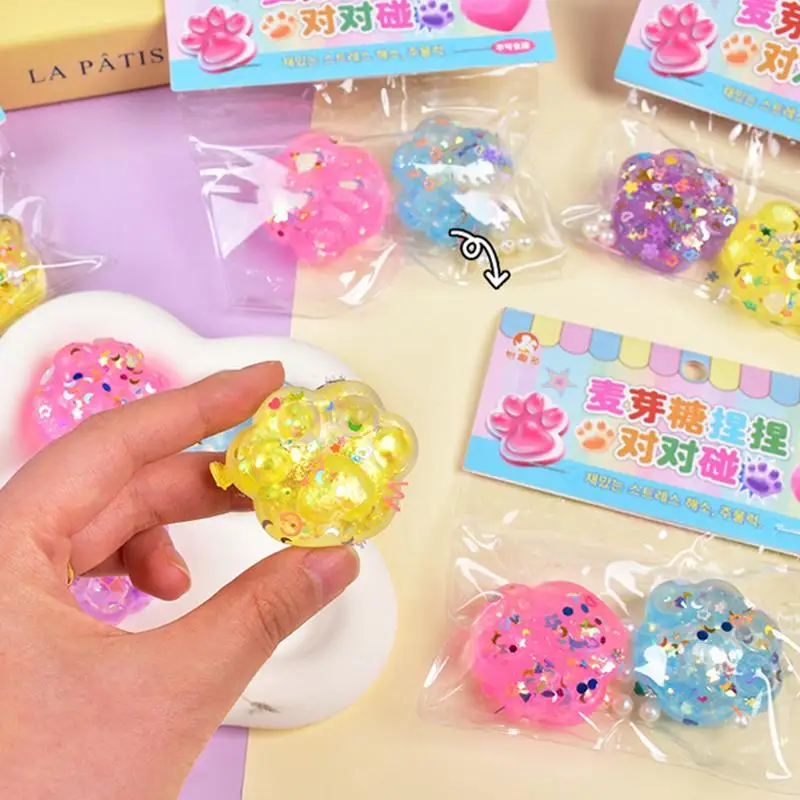 Slow Rebound Pinch Cat Paw Soft Sticky Stress Relief Relax Jelly Glitter Toys Unique Cartoon Stress Release Vent Toy For Kids