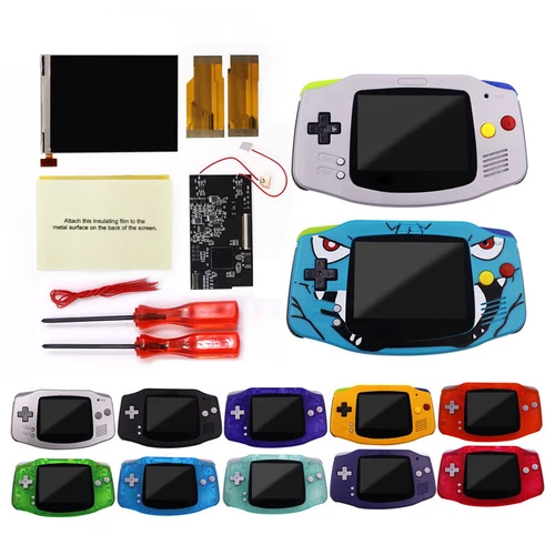 Control táctil y de botones para consola Game Boy Advance GBA, modelos V2 iPS, retroiluminación LCD, carcasa GITD precortada, 8 colores