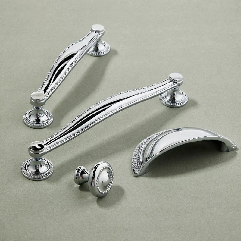 Chrome Silver Kitchen Cabinet Pulls Solid Brass Cabinet Handle Wardrobe Dresser Shoe Drawer Knob Furniture Hardware Shell Handle