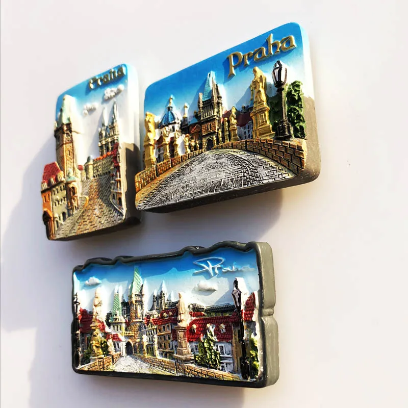 Prague 3D refrigerator magnet Tourist souvenirs Refrigerator magnet decoration supplies Collection arts and crafts gifts