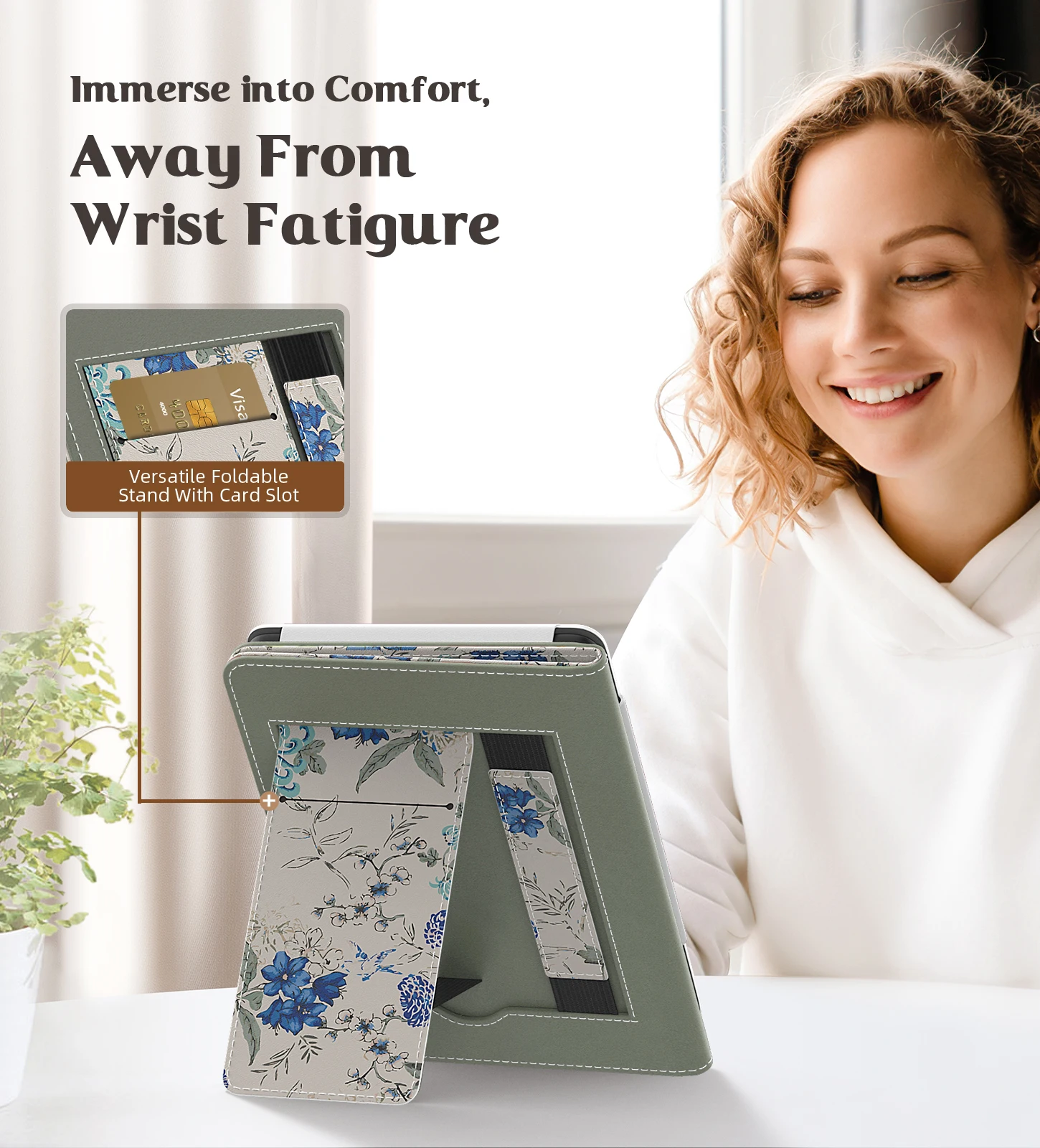 MoKo Case voor Gloednieuwe 6 inch Kindle (11e Generatie, 2024/2022 Release)/(10e/8e Gen, 2019/2016), Ultra Lichtgewicht PU Shell Cover