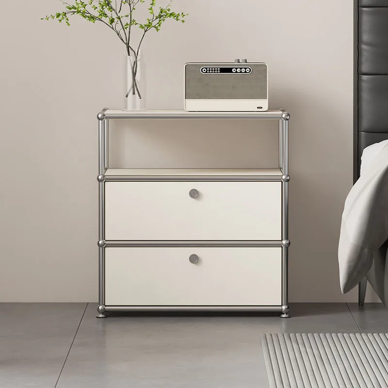 

Modern Minimalist Bedside Table Drawer Lockable Storage Cabinet Heavy Duty Bedroom Organizer Sturdy Metal Frame Nightstand‌ Hot
