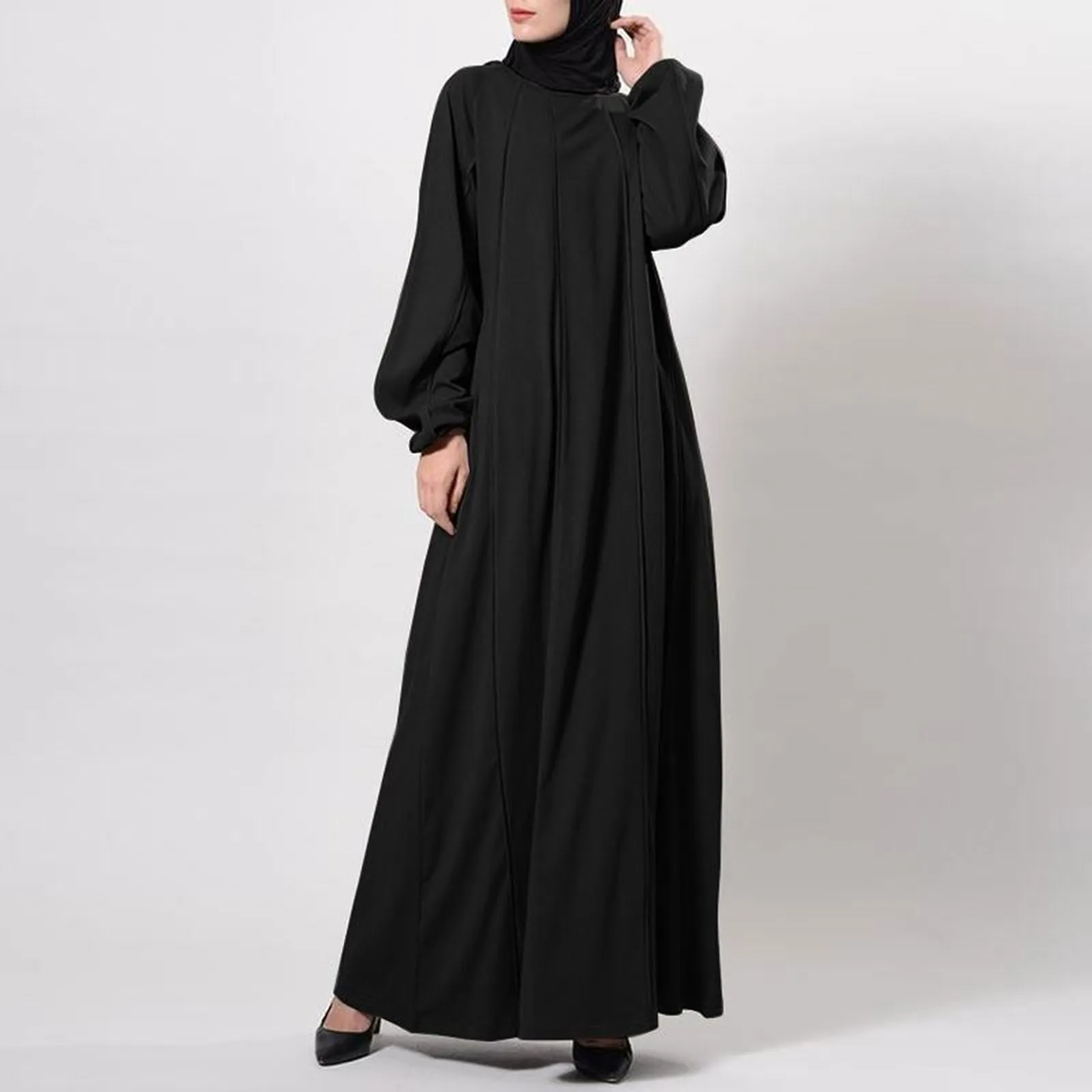 

2025 New Muslim Women Ramadan Dresses Fashion Solid Color Morocco Arabic Long Robe Dubai Kaftan Islam Modest Eid Abayas