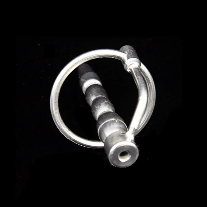 Male Stainless Steel Hollow Urethral Dilator Sounding Penis Plug with Glans Ring Chastity Stretcher Sound Adult Sex Toys for Men