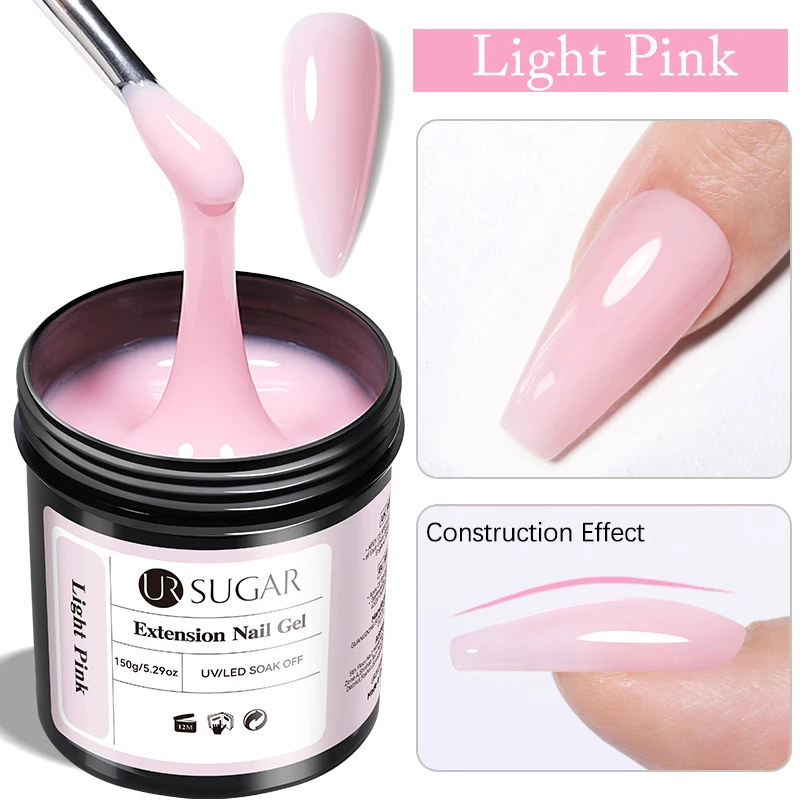 UR Sugar 150g Schnellverlängerungs-Nagelgel UV LED Aushärtbares Aufbaugel Acryl French Nail Art Semi-Permanent Abziehbarer Gel-Lack