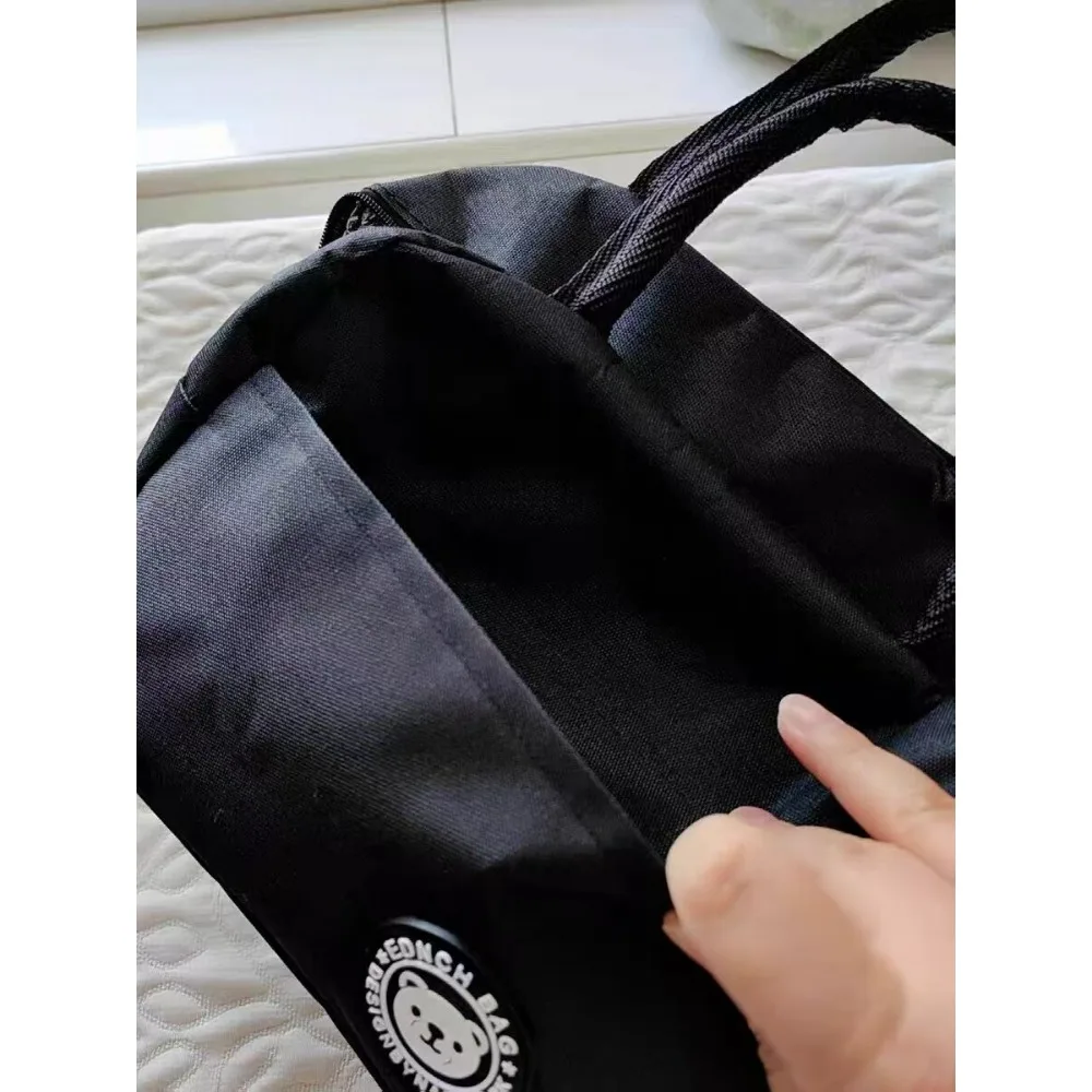 4Piece Set Black 1Large Capacity Portable Lunch Box Bag Insulation Rice Bento Student Lunch Aluminum Foil Bento Bag