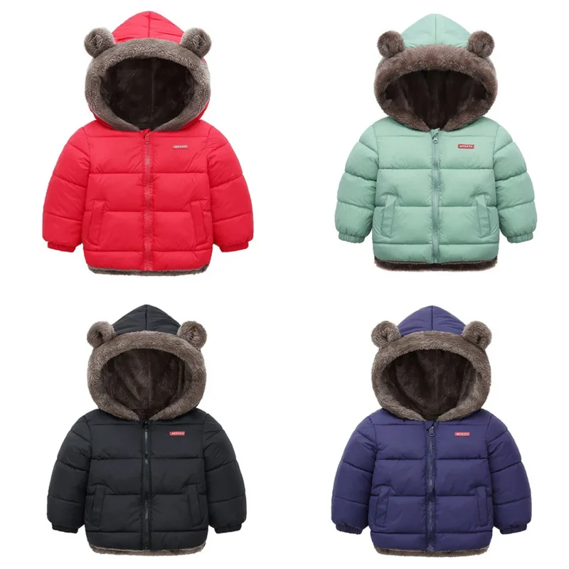 Kids Cotton Clothing Thickened Down Girls Jacket Baby Children Winter Warm Coat Zipper Hooded Costume Boys Outwear