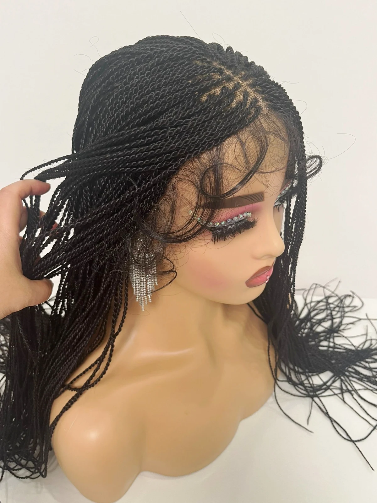 28inch AFRICAN BRAIDED MICRO TWIST WIG ON LACE CLOSURE 13*2 lace frontalTwist Braided Wig Box braids wig Senegalese Black Women