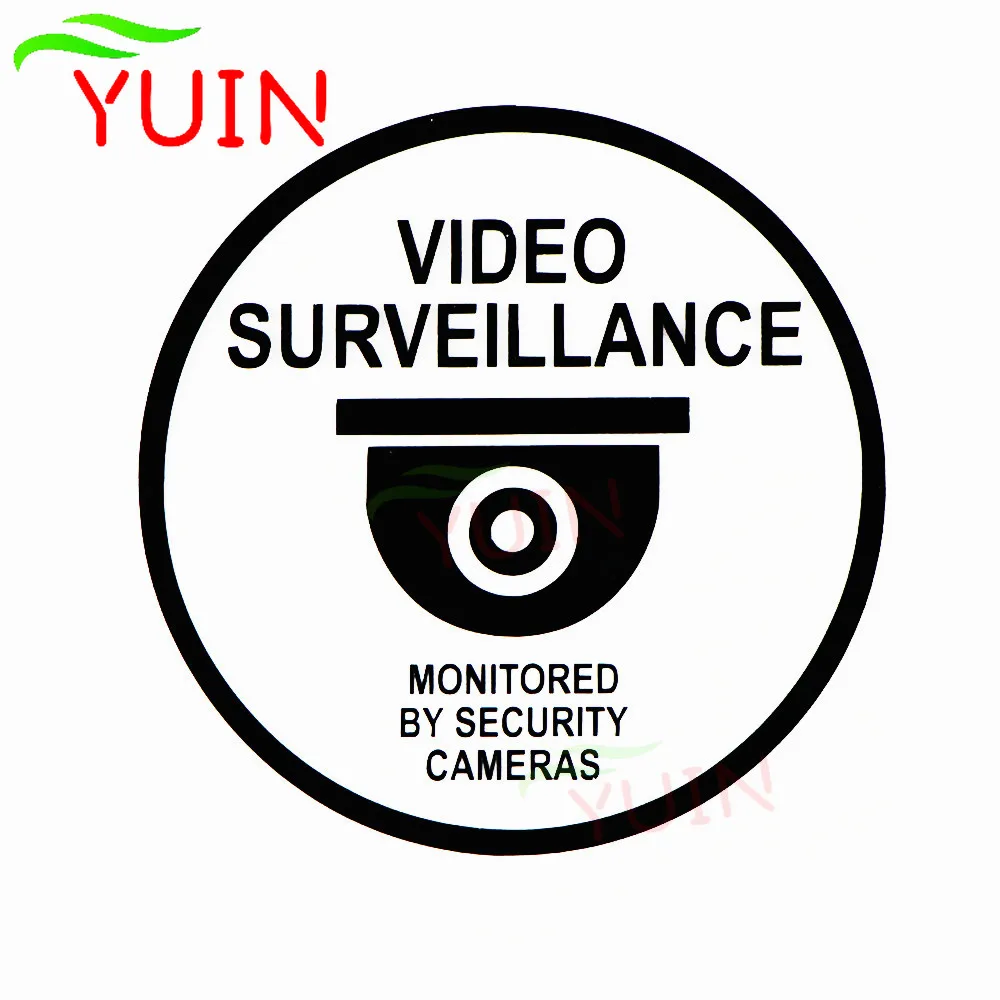 YUIN Video Surveillance, Monitored By Security Cameras, Decals Fashion PVC Waterproof Car Sticker Black/White/Red/Laser/Silver