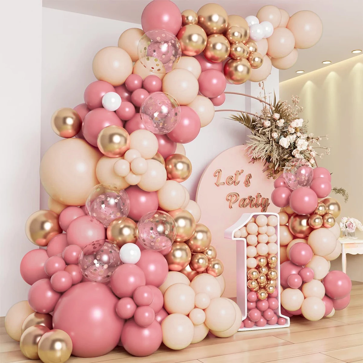 147pcs Grey Rose pink blush Balloon Bohemian Nude Cream Peach Champagne Bridal Shower Garden Tea Birthday wedding decoration