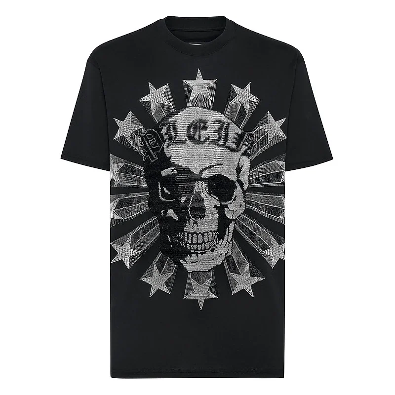 PHILIPP MEN'S T-SHIRT SKULL GRAPHIC PRINT SHORT SLEEVE CREW NECK SUMMER NEW FASHION SHORT SLEEVE T-SHIRT LOOSE CASUAL WEAR