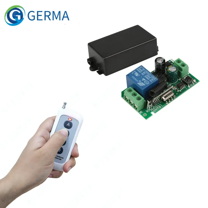 

GERMA 433 MHz AC 220V 1 Channel Remote Control Switch with 4ch Switch RF Transmitter Garage Learning 1527 for garage gate door