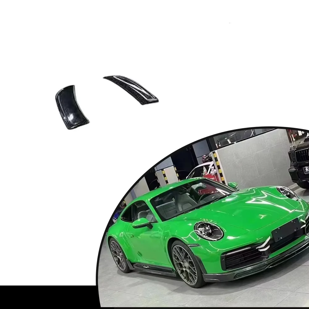 Product Customization Real Carbon Carbon Fiber Front Bumper Fins Canards forPorsche 992 Targa S Heritage 2020- black