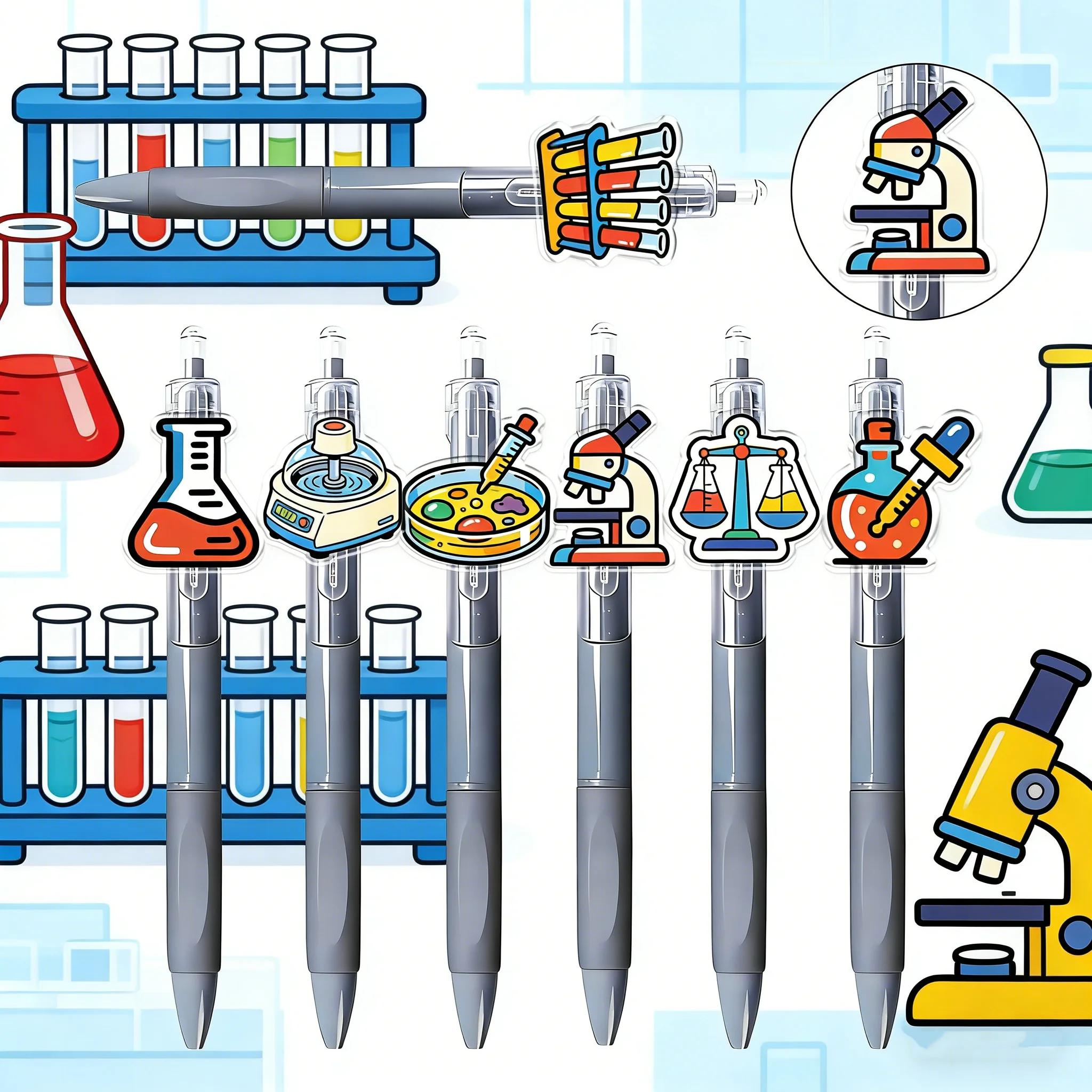 7pcs/13pcs Science Laboratory Series Surface mount Ballpoint