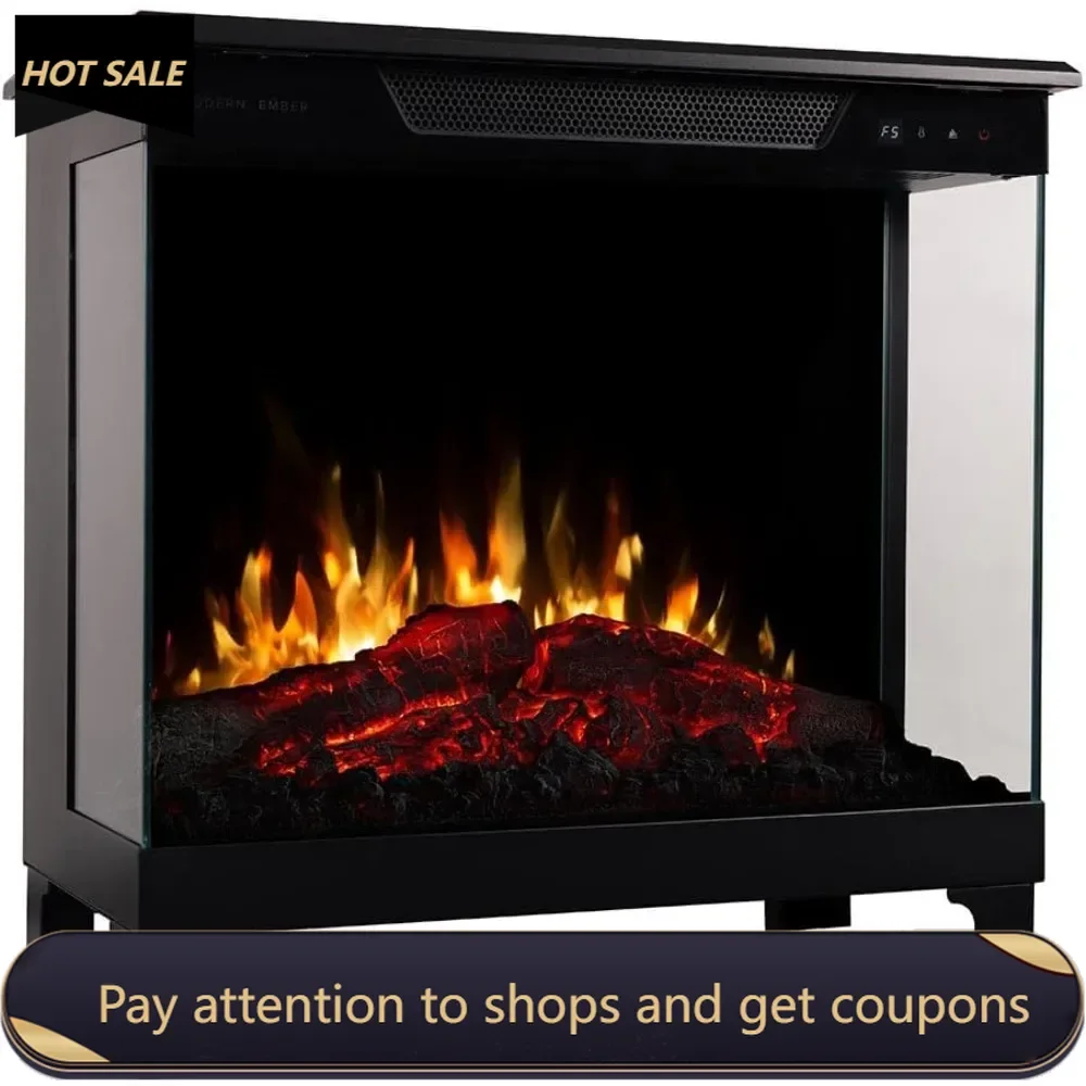 

Smart Digital 3-Sided Electric Fireplace Stove Heater | LED Multiple Flame Colors，Works with Wi-Fi App, Alexa and Google | Black