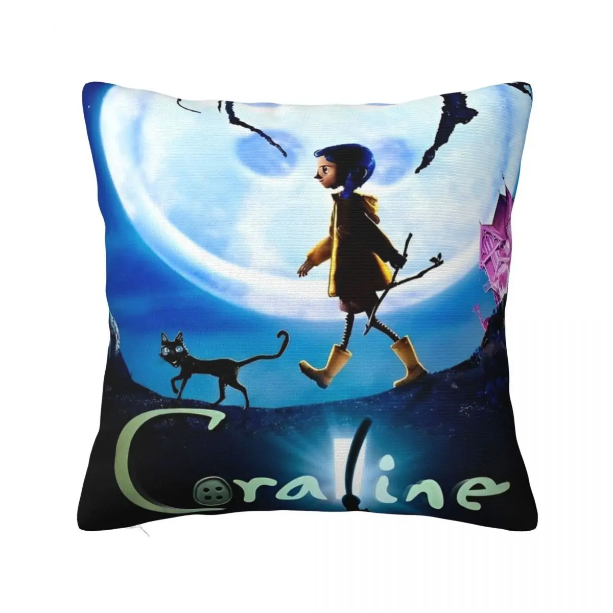 

Soft Cartoon Coralines Movie Pillowcase Fabric Cushion Cover Gothic Style Animation Halloween Pillow Case Cover Chair 40*40cm