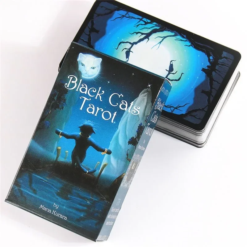 1Pcs Black Cats Tarot Cards A 78 Oracle English Visions Divination Edition Borad Playing Games Board Deck Game For Party