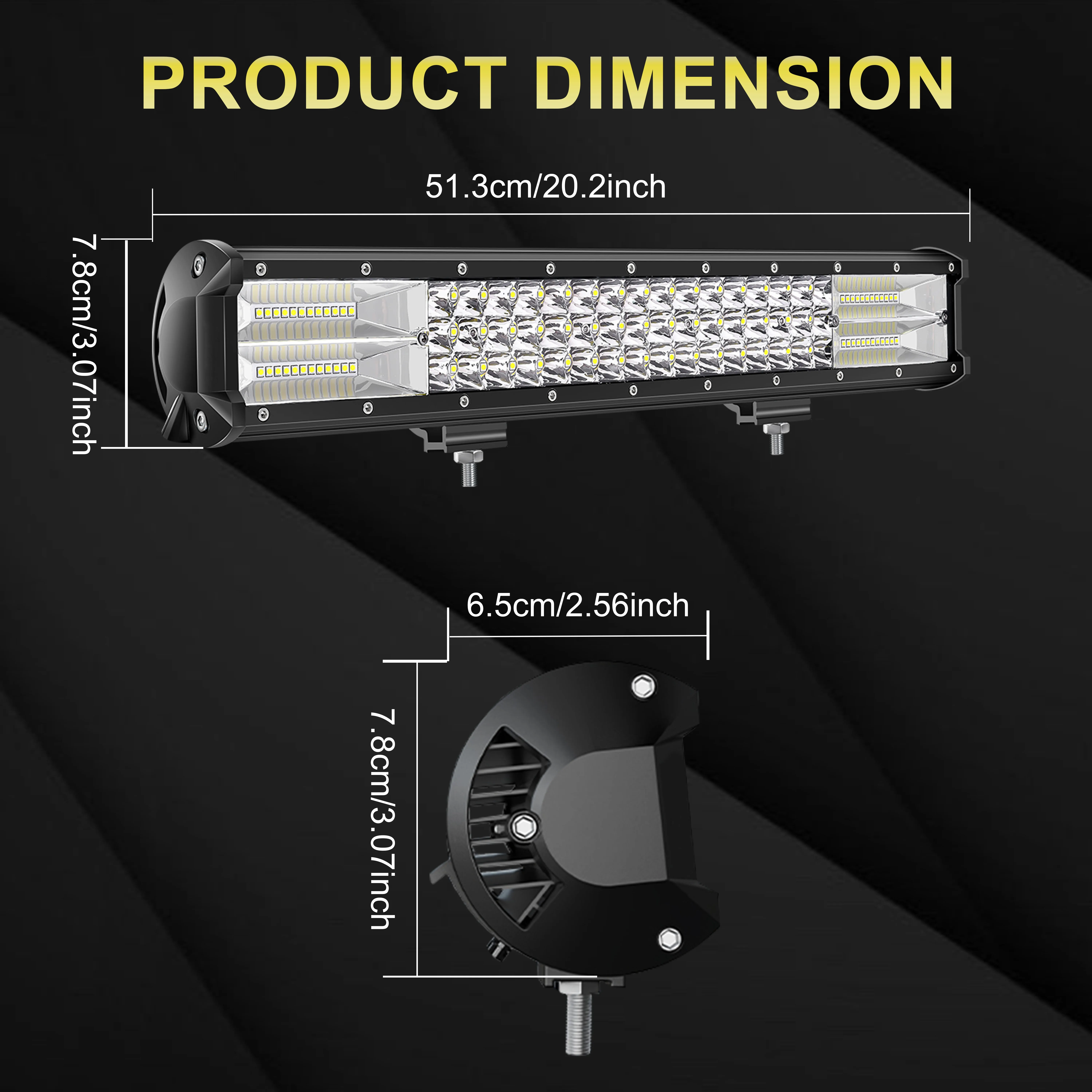 20Inch Spot Flood Combo Led Light Bar and 2PCS 4Inch LED Pods Fog Lights for Jeep Wrangler Boat Truck Tractor Trailer Off-Road view 2