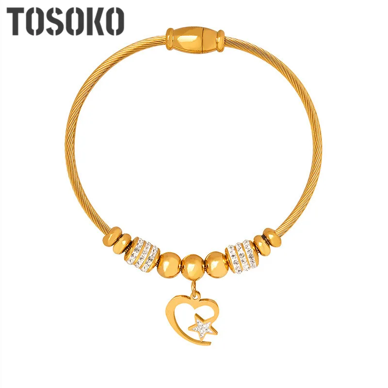 TOSOKO Stainless Steel Jewels Bracelet For Women Wwith Various Shapes To Choose From Pendant Bracelets BSZ250