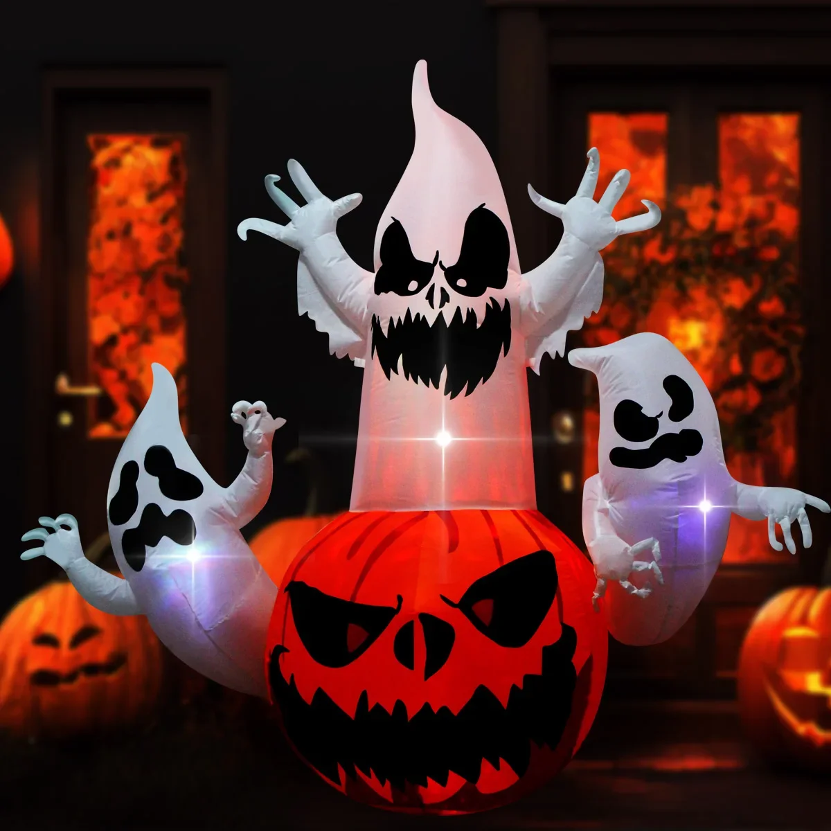 

1.8m Large Size Inflatable Ghost Pumpkin Decorations Halloween Outdoor Yard Lawn Inflatable Model For Holiday Party Ornaments