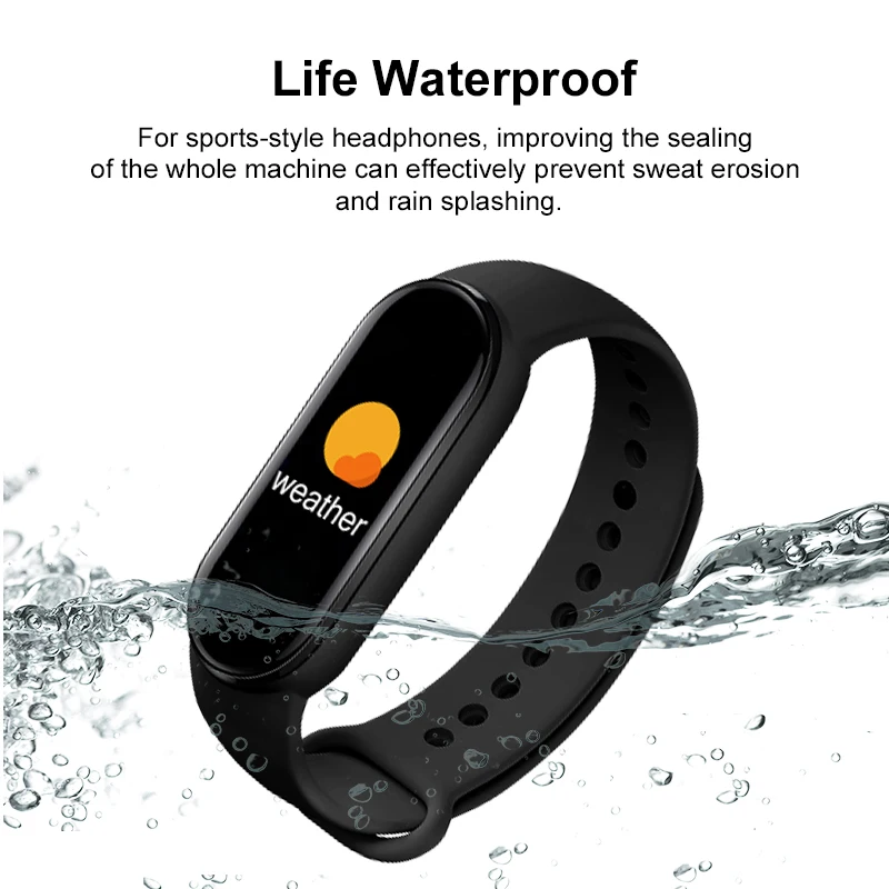 Reloj inteligente M6 para hombre y mujer, pulsera deportiva de fitness, monitoreo de frecuencia cardíaca y presión arterial, resistente al agua, multifunción 3