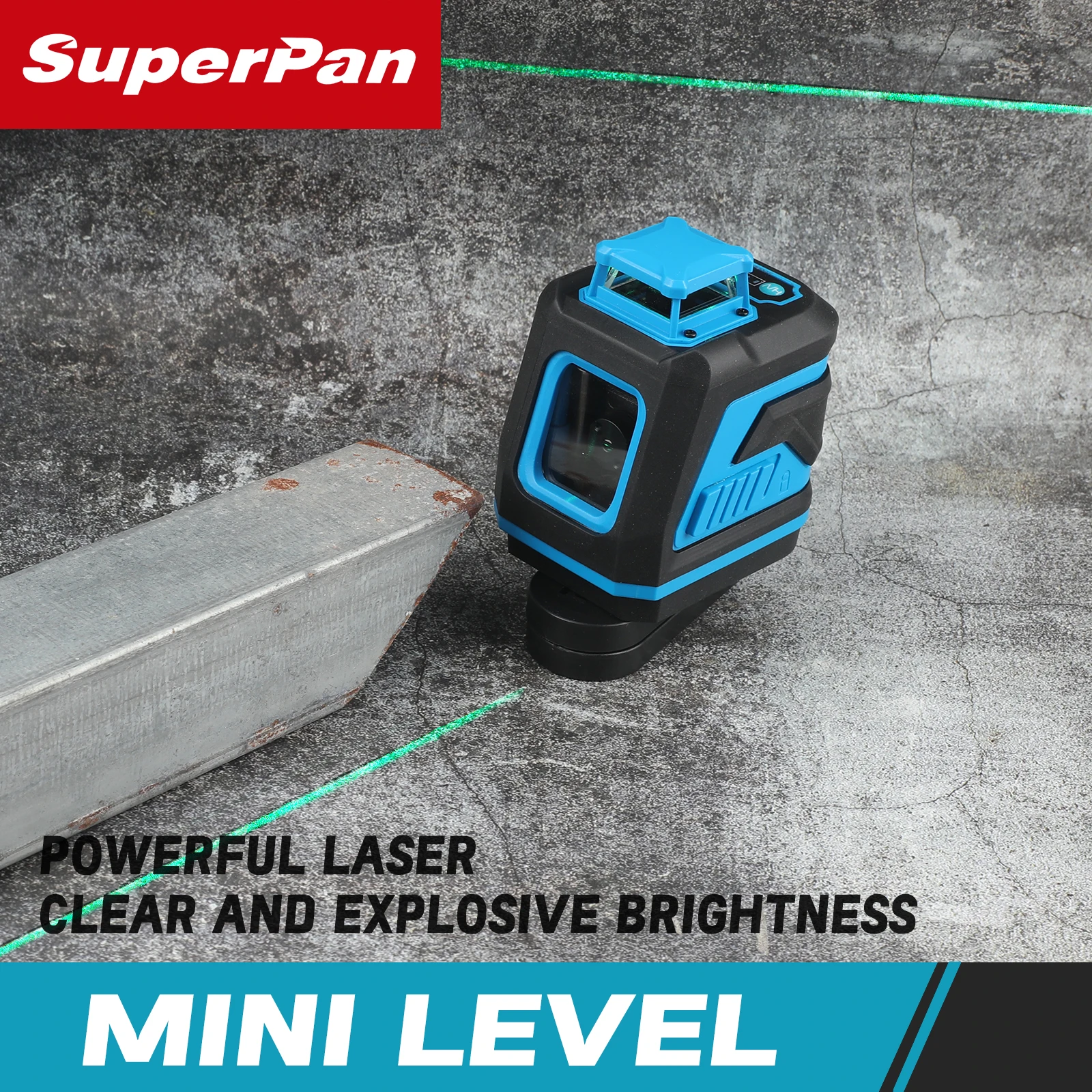 Superpan 2 خط 360 درجة التسوية التلقائية مستوى الليزر الأخضر، معدات أدوات البناء ليزر متقاطع احترافي