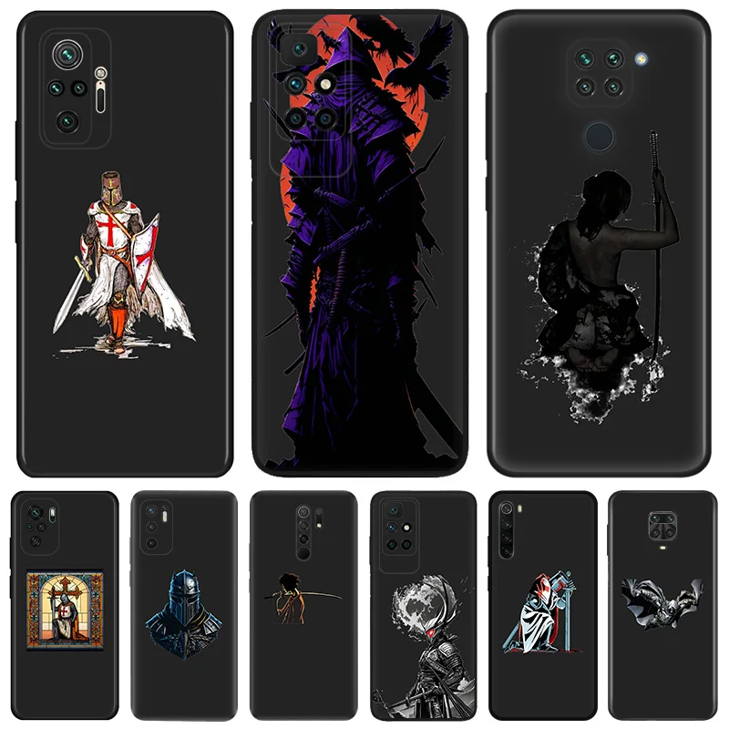 

Phone Case For Redmi Note 10 9 9s 8 8t 9t 10s 9c 9a 7 10c Templar Knight Samurai Xiaomi 10t Pro Note10 Lite Black Cases Cover