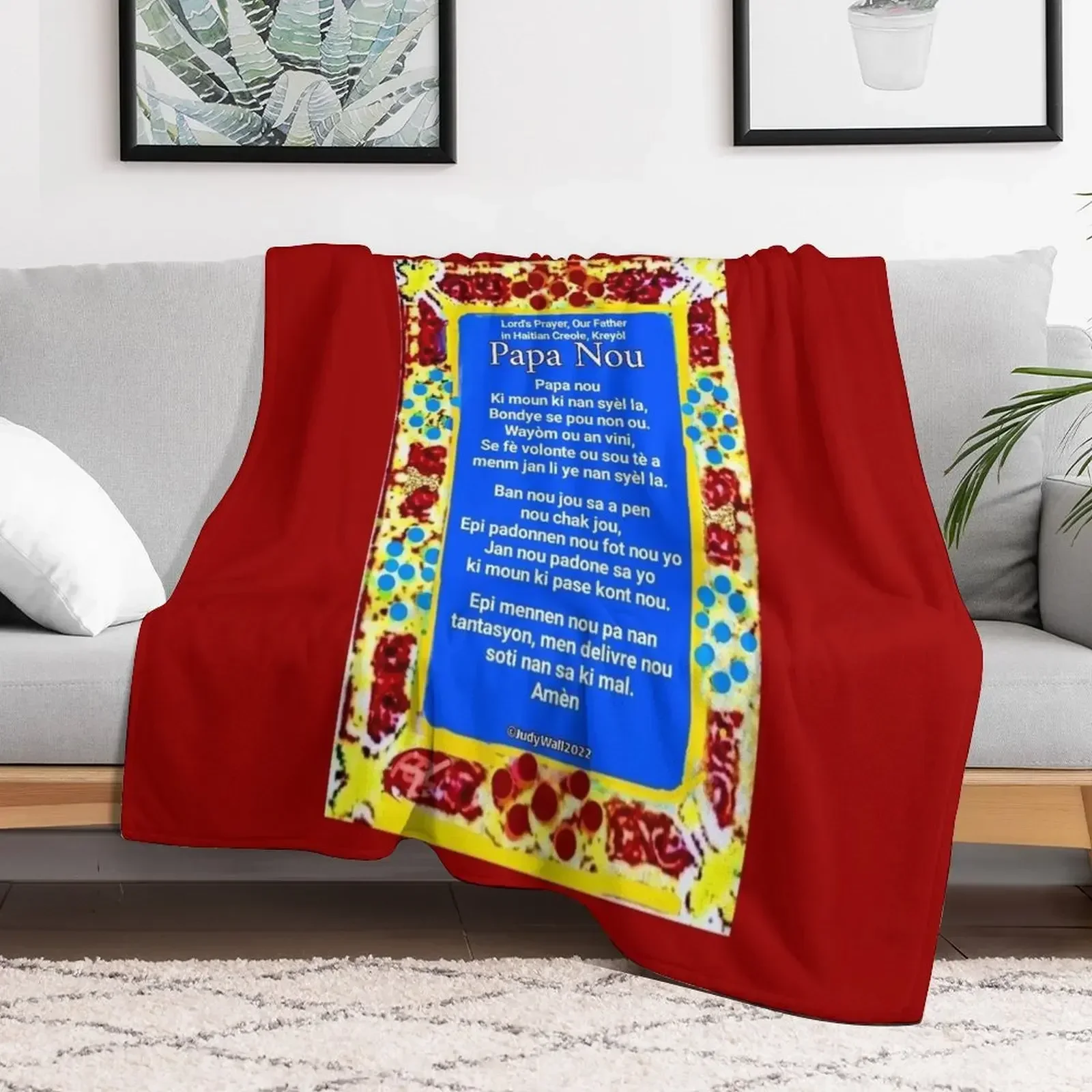 Haitian Creole, Lord's Prayer, Our Father, Papa Nou Throw Blanket Decoratives Stuffeds Blankets