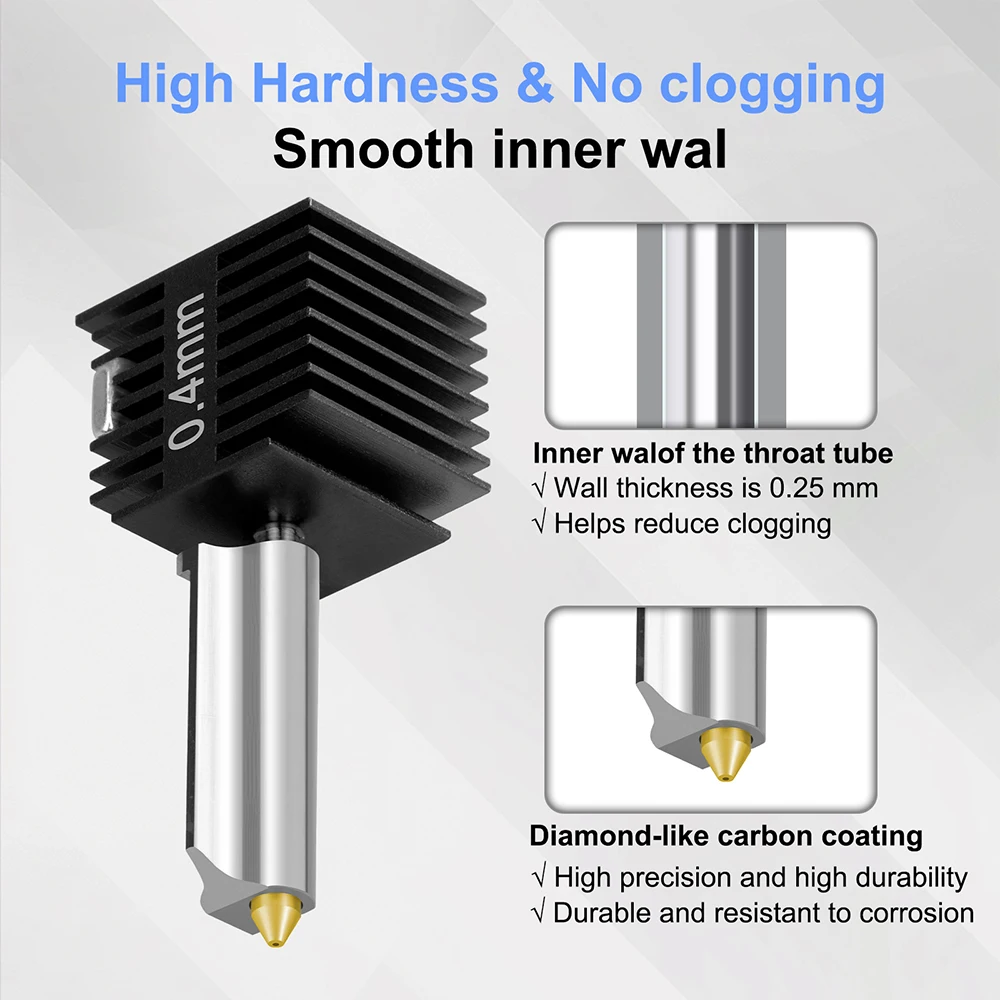Für Bambu Lab A1/A1 Mini Hotend Kit 0,2/0,4/0,6/0,8mm Edelstahl DLC Gold Düse Hot End für Bambulab A2L 3D-Drucker Teile – Detail 8