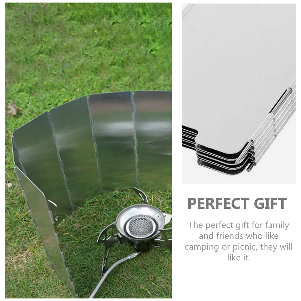 

Portable Outdoor Cooking Burner Windproof Screen Adjustable Length Aluminum Alloy Folding Windshield For Campfire Stove Supplies
