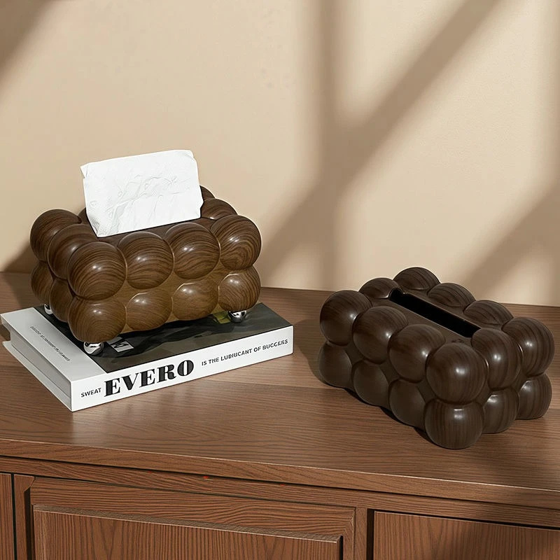 

Nordic New Wood Grain Tissue Box Plastic Material Living Room Paper Box Tea Table Creative Decoration Desktop Napkin Drawer